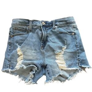 Kendall Kylie The Icon Short Distressed‎ Denim Cutoff Frayed Hem Women's Size 3